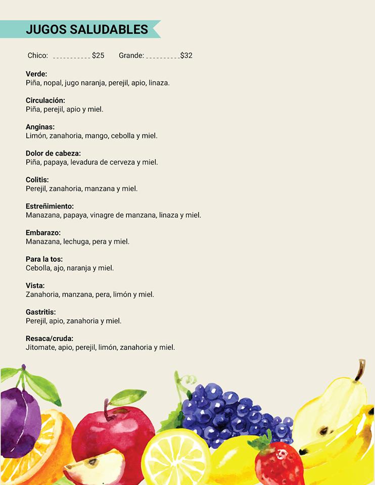 Menu at La Valentina restaurant, Guadalajara, Calle Vidrio 2133