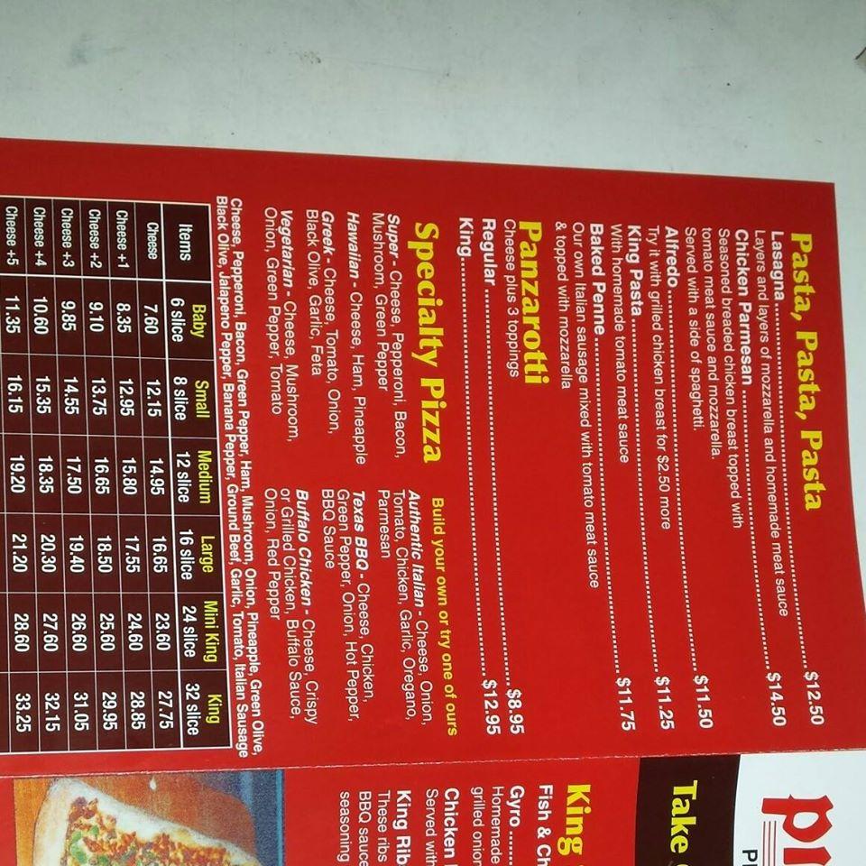 Menu at Pizza King Restaurant, Windsor, Pillette Rd