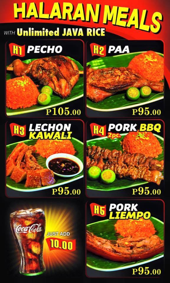 Menu At Mang Inasal Fast Food Roxas City Gaisano City Roxas