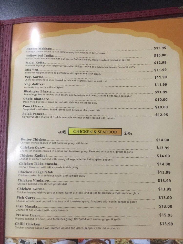 Menu at Punjab Chaat House restaurant, Edmonton