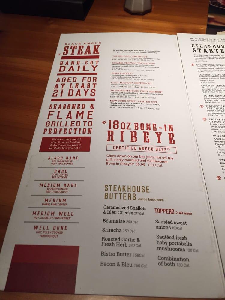 Menu at Black Angus Steakhouse, San Lorenzo