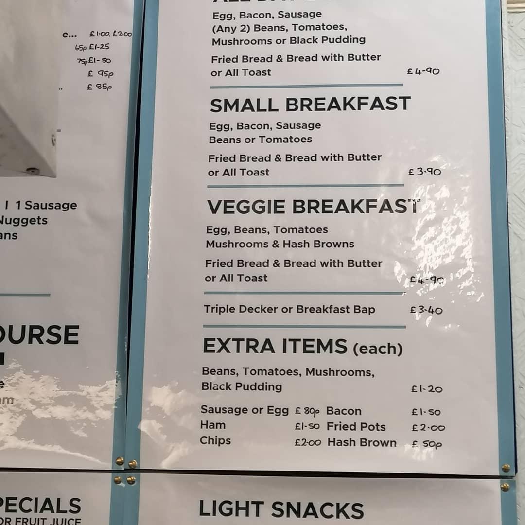 Menu at Kings Park Cafe, Bournemouth