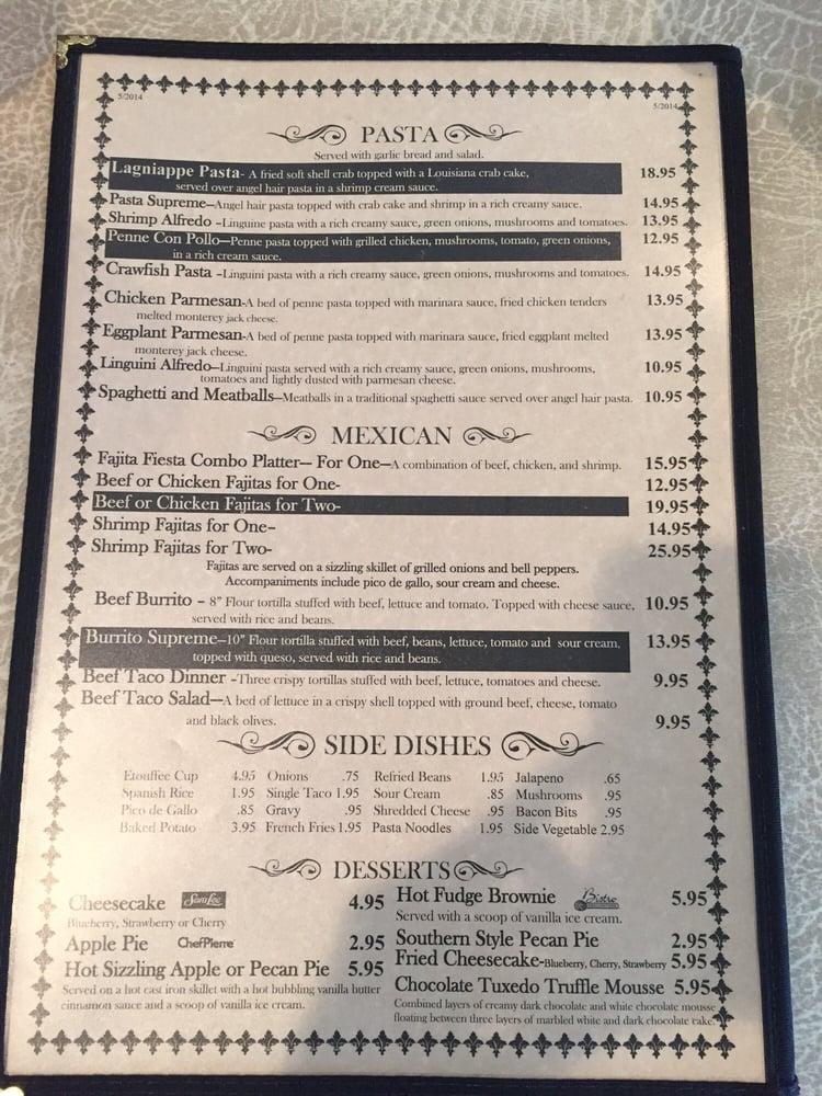 Menu at Lagniappe Restaurant a, Springfield