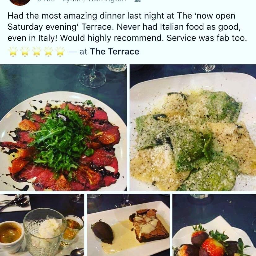 Menu at The Terrace cafe, Lymm