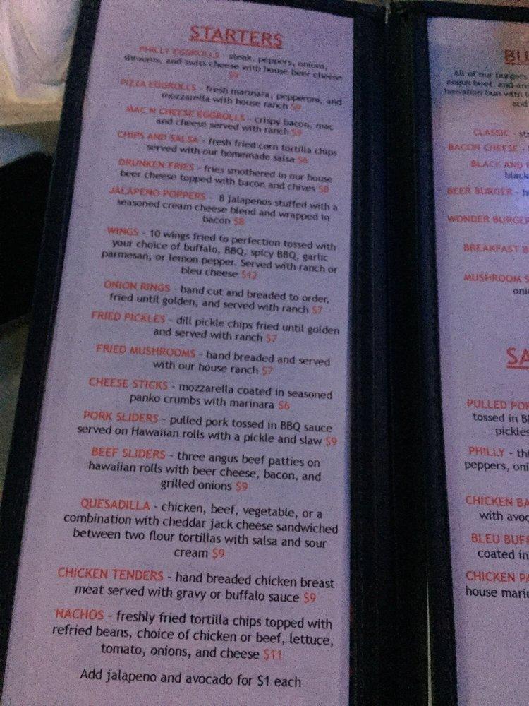 Menu at Wonders Bar & Grill, Corpus Christi