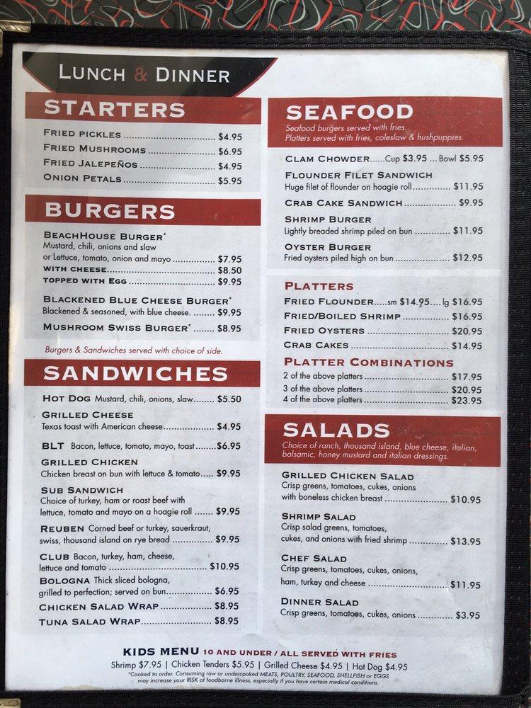 Menu at Kure Beach Diner restaurant, Kure Beach