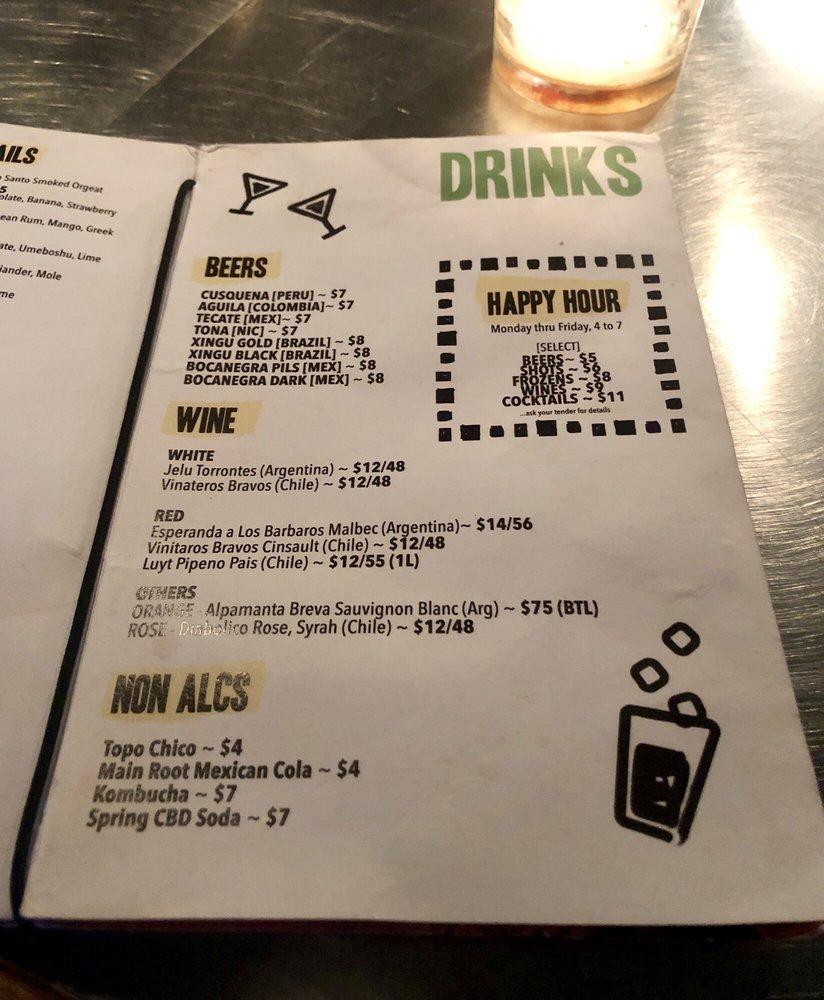 Menu at The Garret Coctelería pub & bar, New York City, 349 Broome St