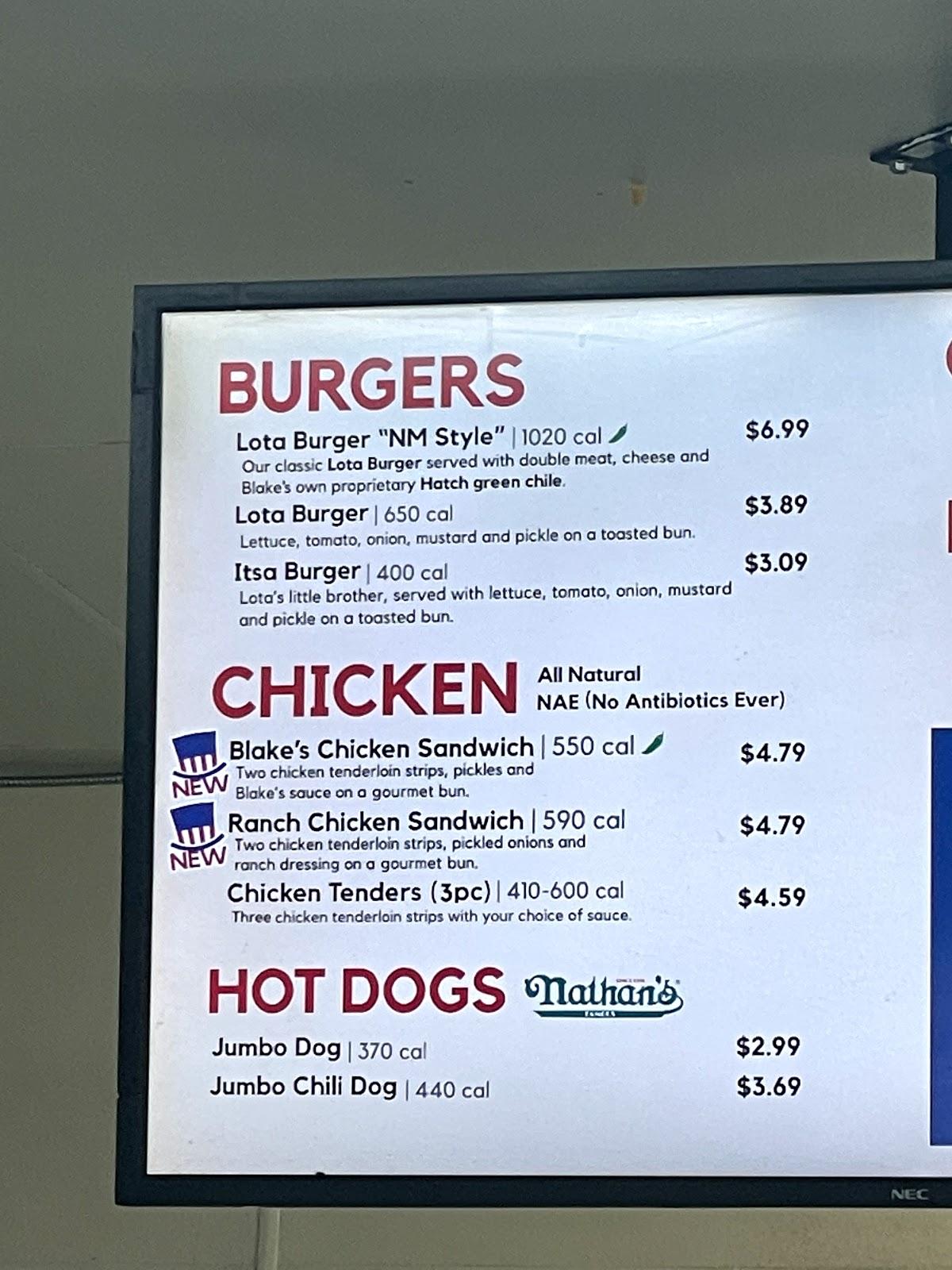 Menu - Blake's Lotaburger