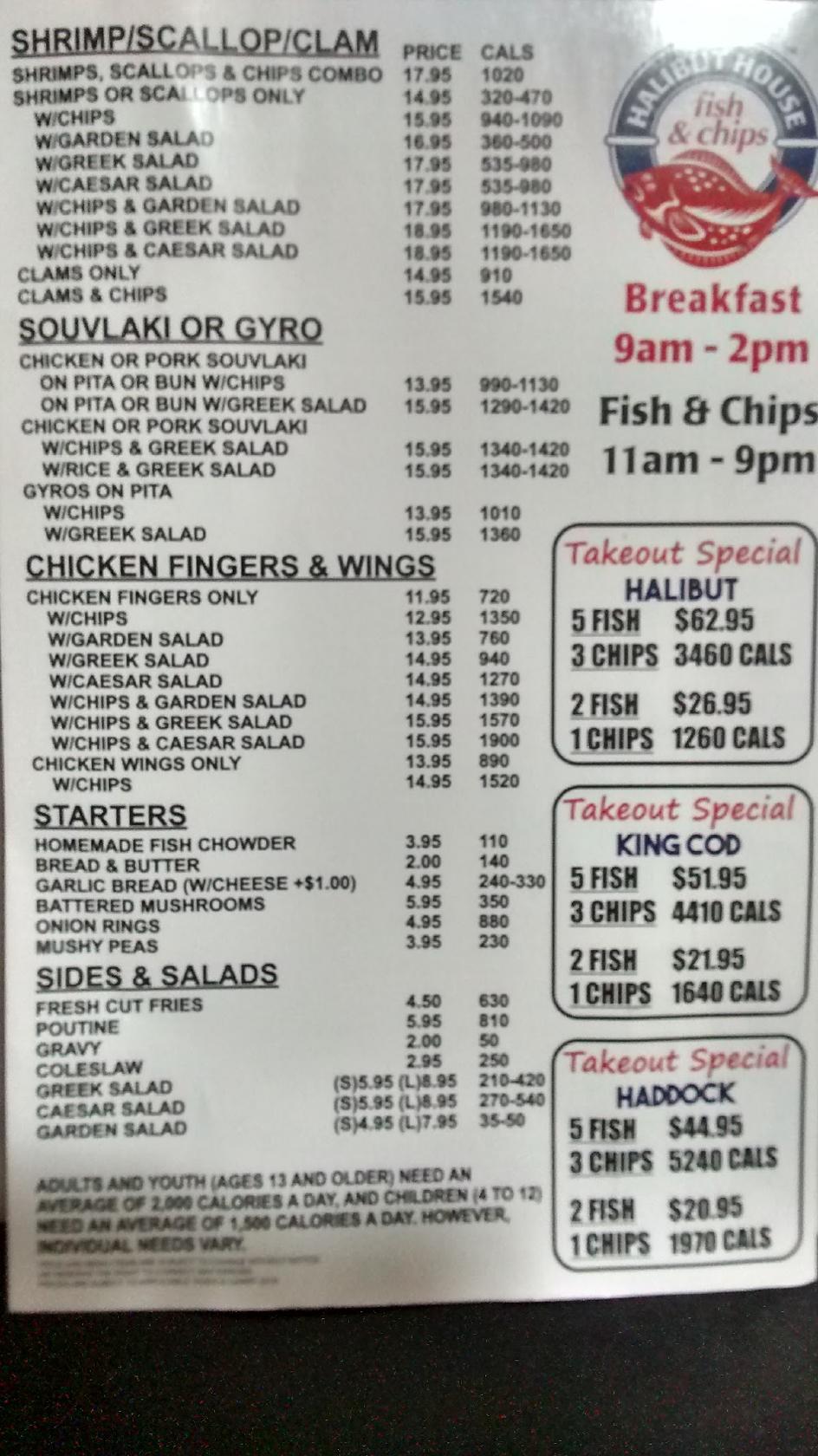 Menu at Halibut House Fish & Chips Pickering restaurant, Pickering