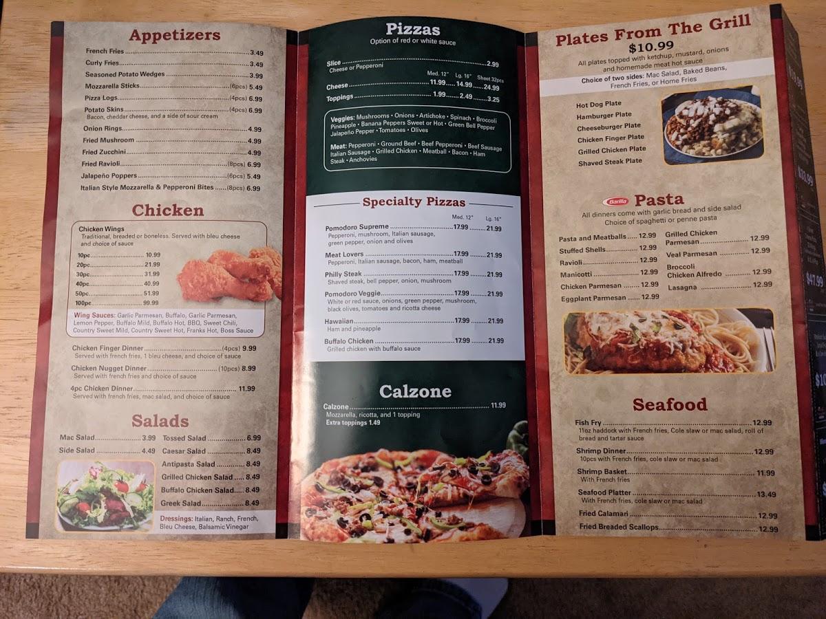 Carta del restaurante Pomodoro Pizza & Pasta, Rochester, Dewey Ave