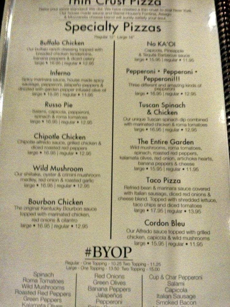 Menu at Barrel House, Dubuque