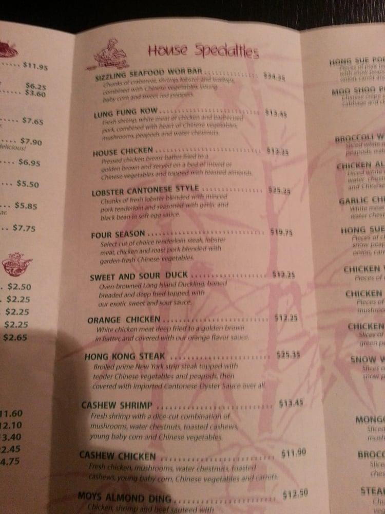 Menu at Moy's Restaurant, Elkhorn