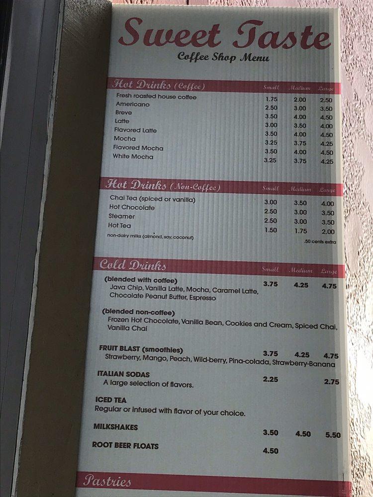 Menu at Sweet Taste Bakery & Coffee House, Adair Village