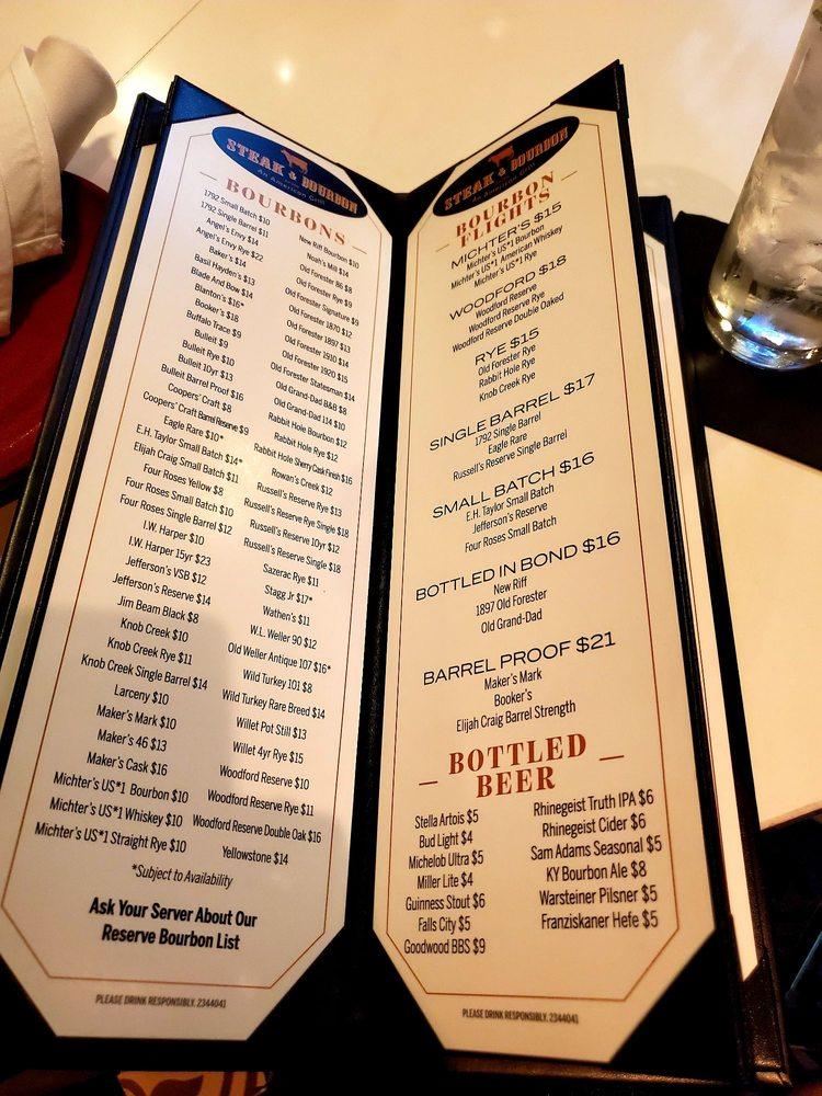 Menu at Steak & Bourbon pub & bar, Louisville