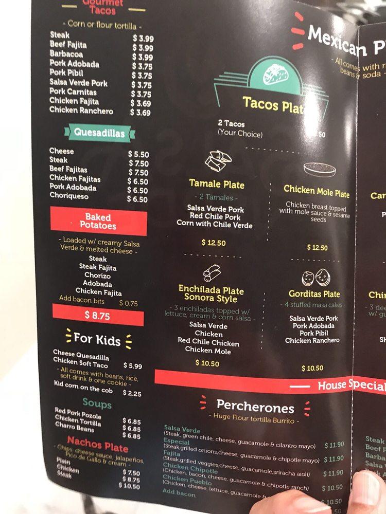 Menu at Salsa Verde Restaurant, Tucson