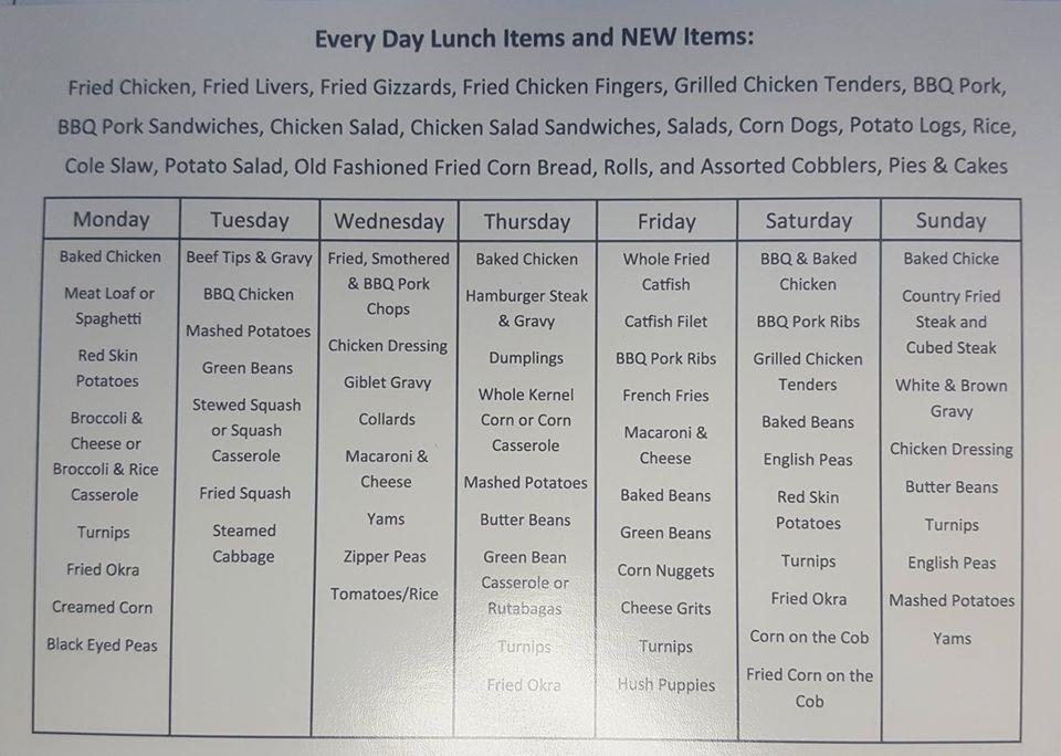 Menu at Good to Go BBQ, Enterprise