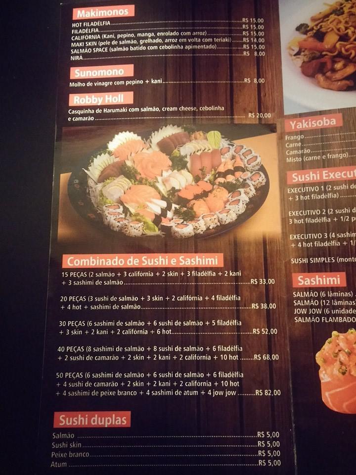 Sushi Mirante cardápio