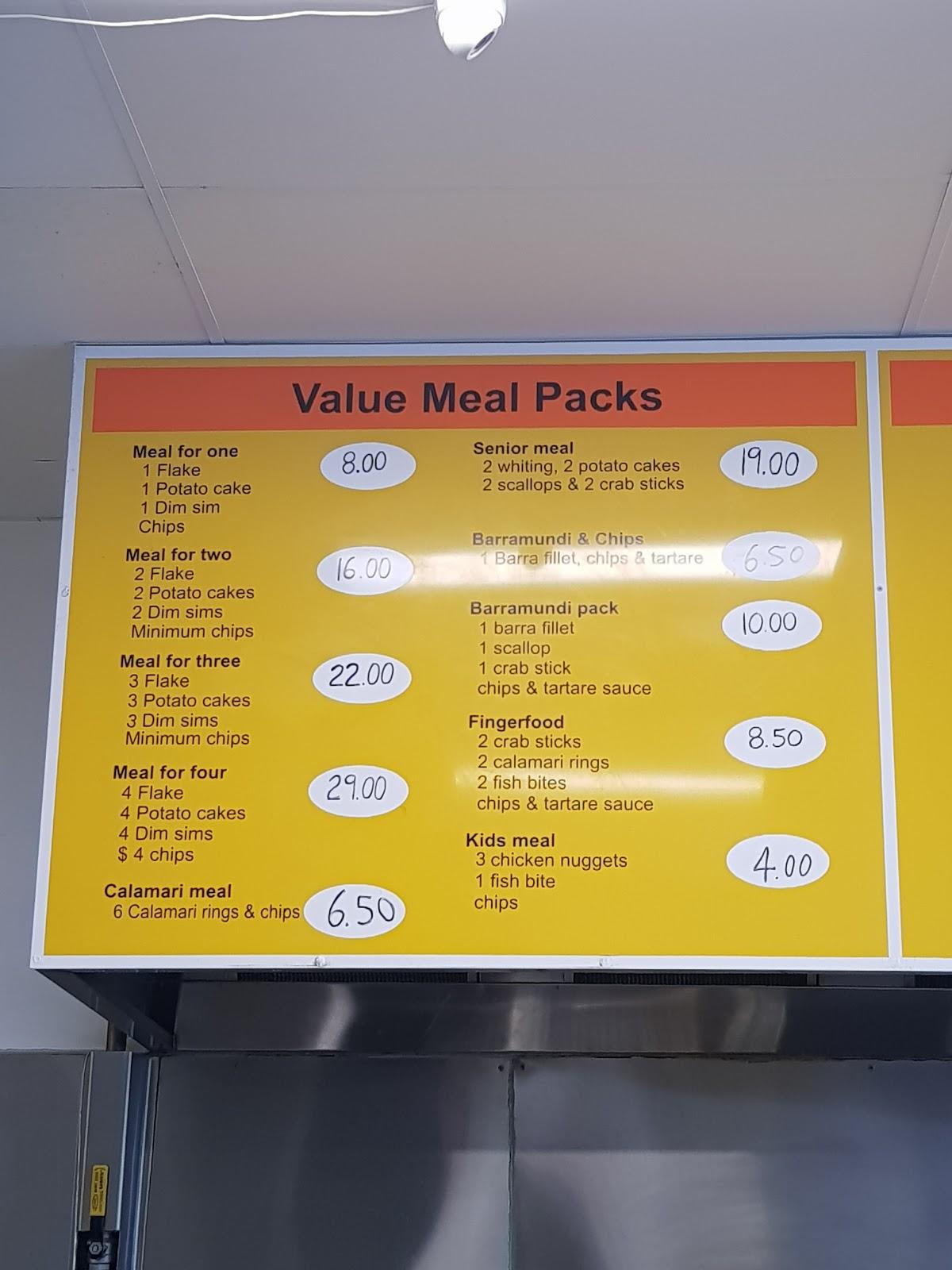 Menu at Gippy Fish N Chips restaurant, Drouin