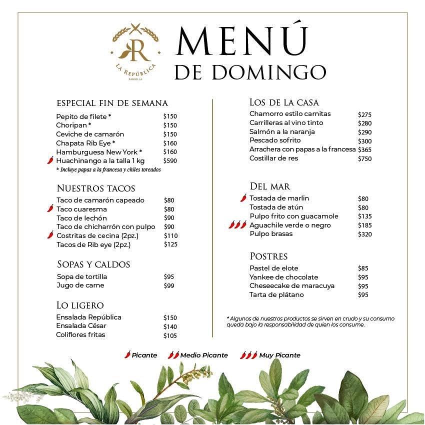 Menu at Restaurante La Republica, Santiago de Querétaro, Avenida ...