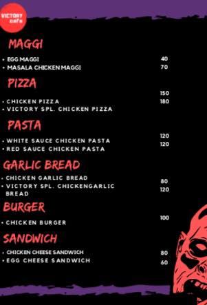 Victory Cafe menu