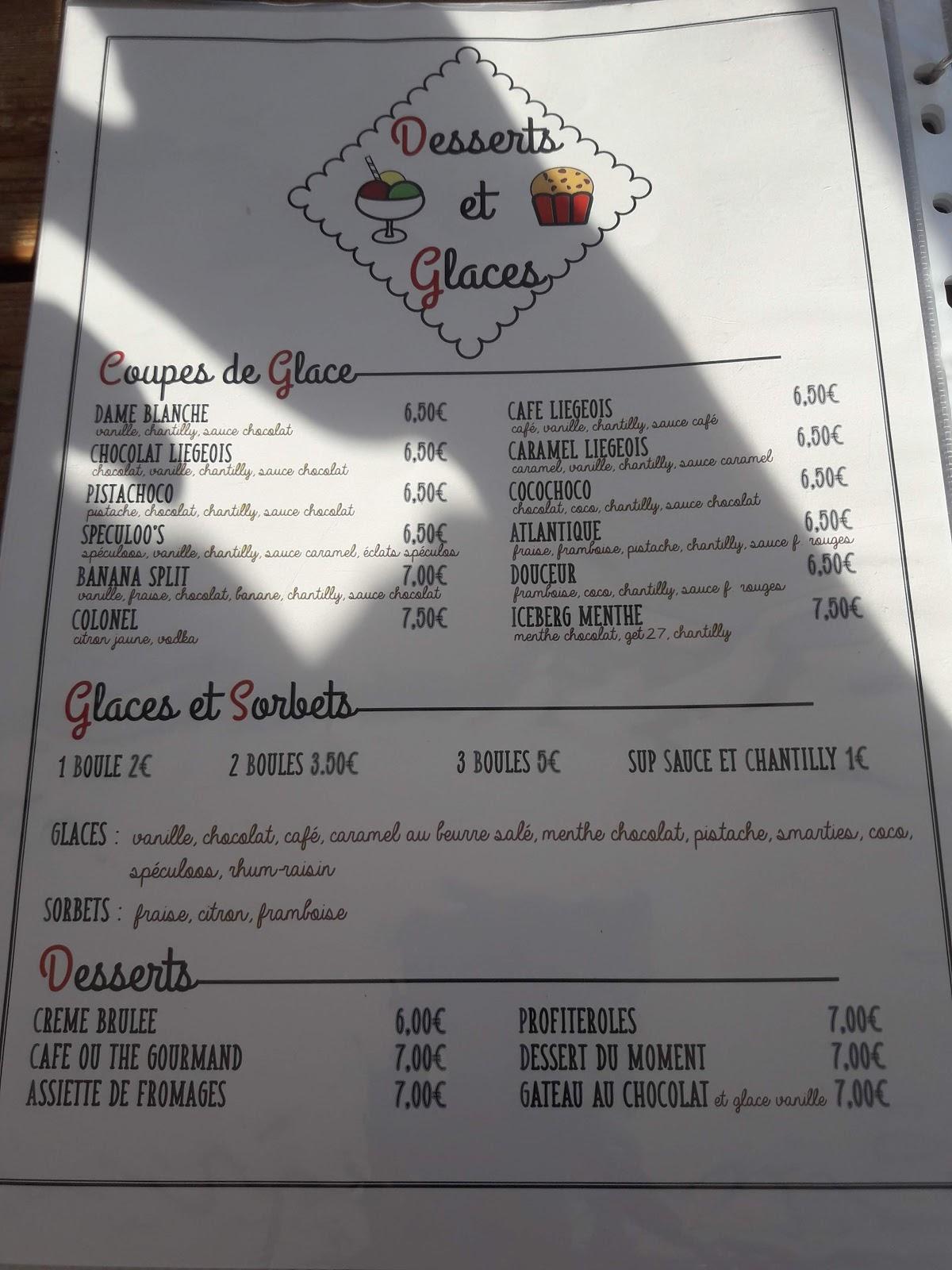 Menu au le Créolia restaurant, Les Mathes