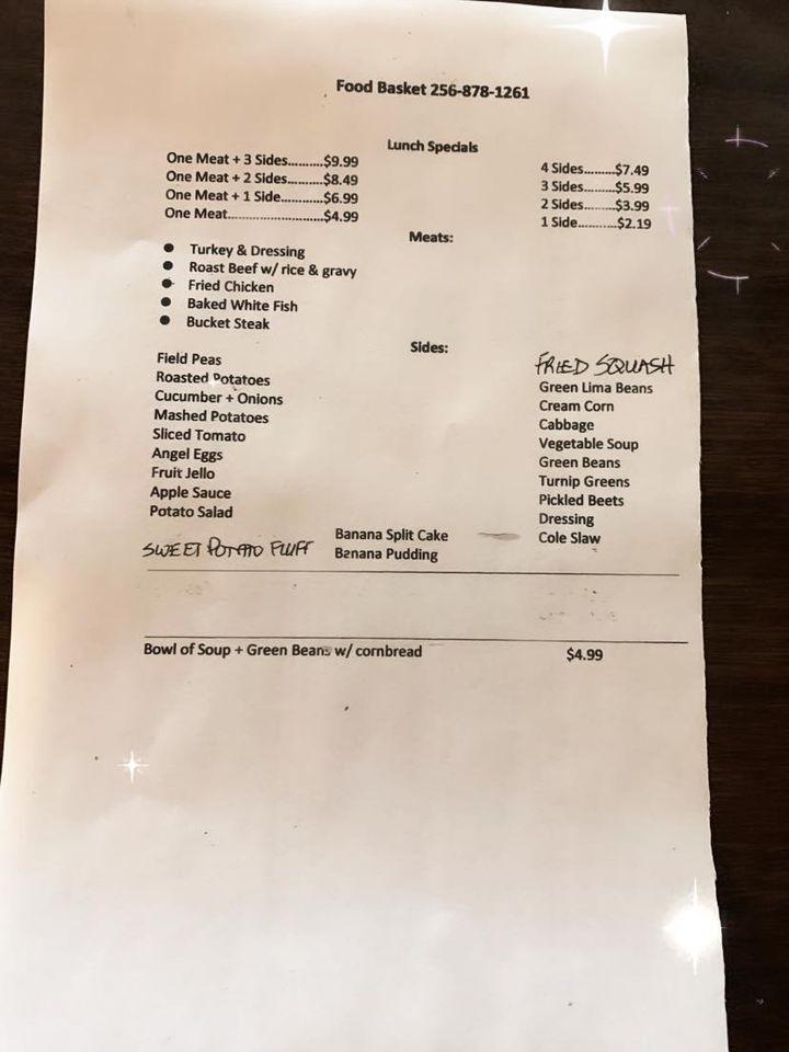 Menu at Food Basket restaurant, Albertville