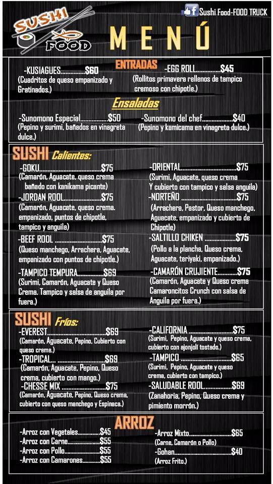 Menu at Sushi Food - FOOD TRUCK restaurant, Saltillo