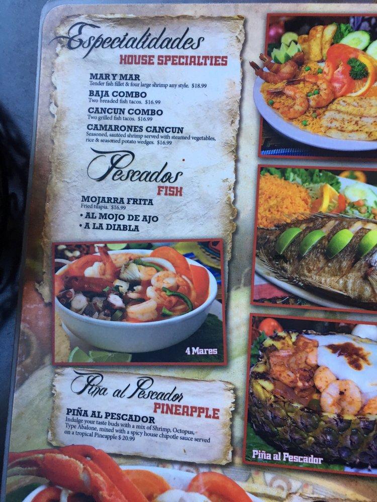 Menu at El Pescador restaurant, Fillmore