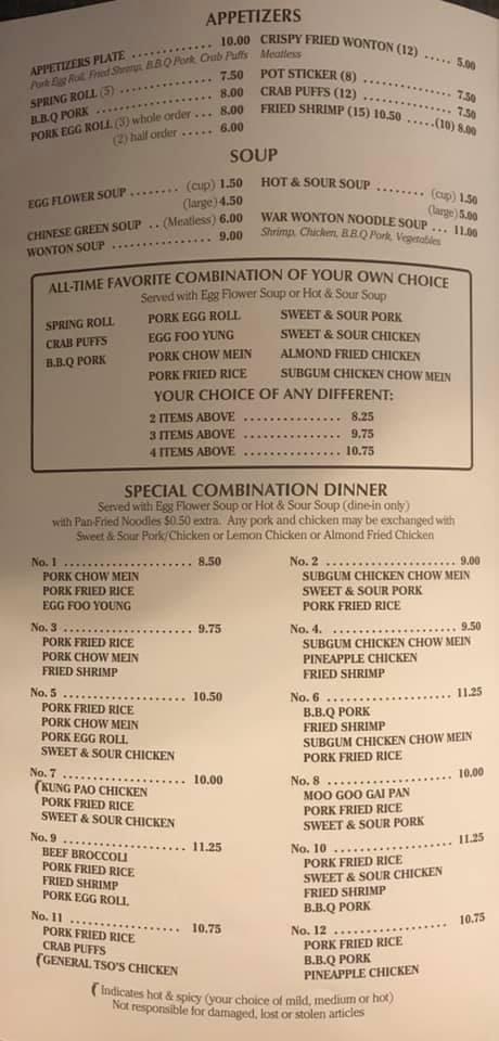 Menu at Golden Village Restaurant, Milton-Freewater