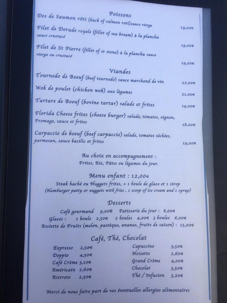 Menu de Florida Beach