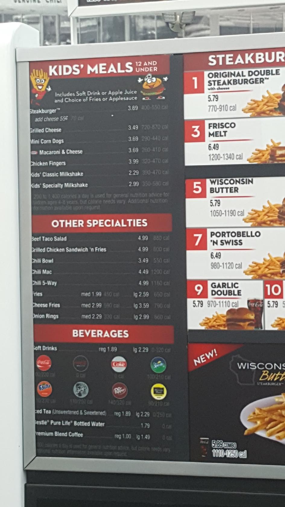 Menu at Steak n Shake restaurant Beaumont