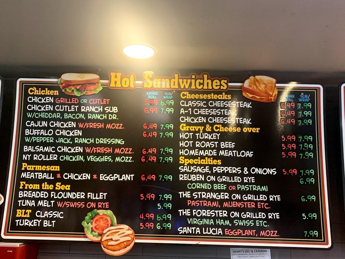 Menu at Henrys Delicatessen & Catering restaurant, Clifton