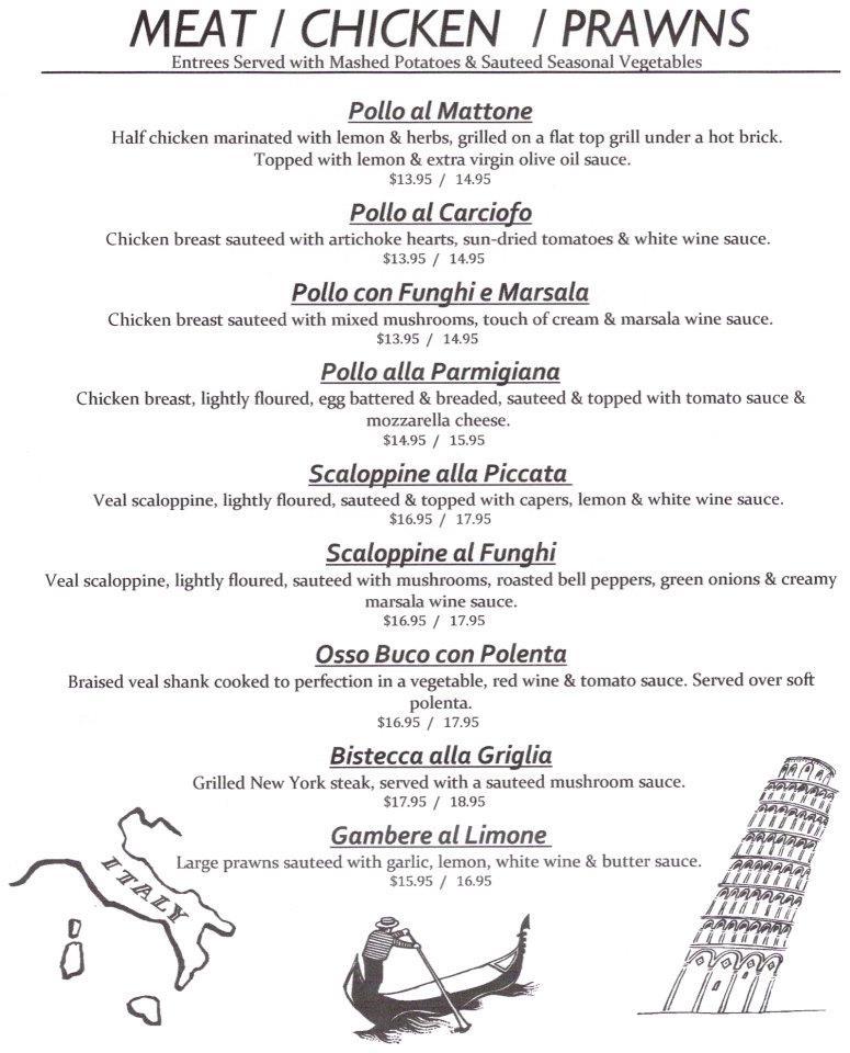 Menu at Mangia Bene Restaurant, Martinez