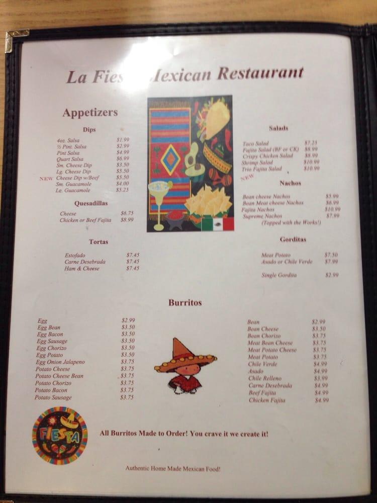 Menu At La Fiesta Mexican Restaurant Pecos