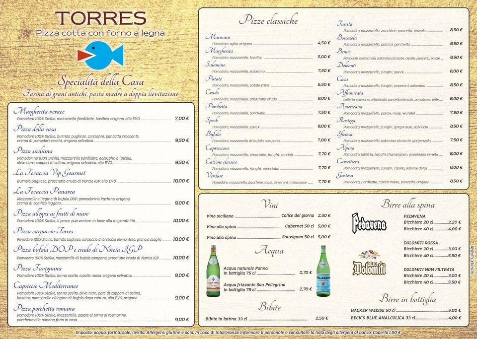 Menu at TORRES restaurant, Santa Giustina