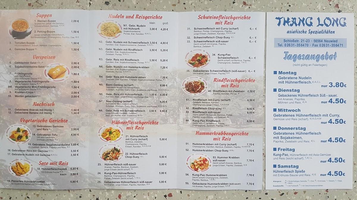 Carta del restaurante Thang Long, Neuwied, Schlossstraße 23