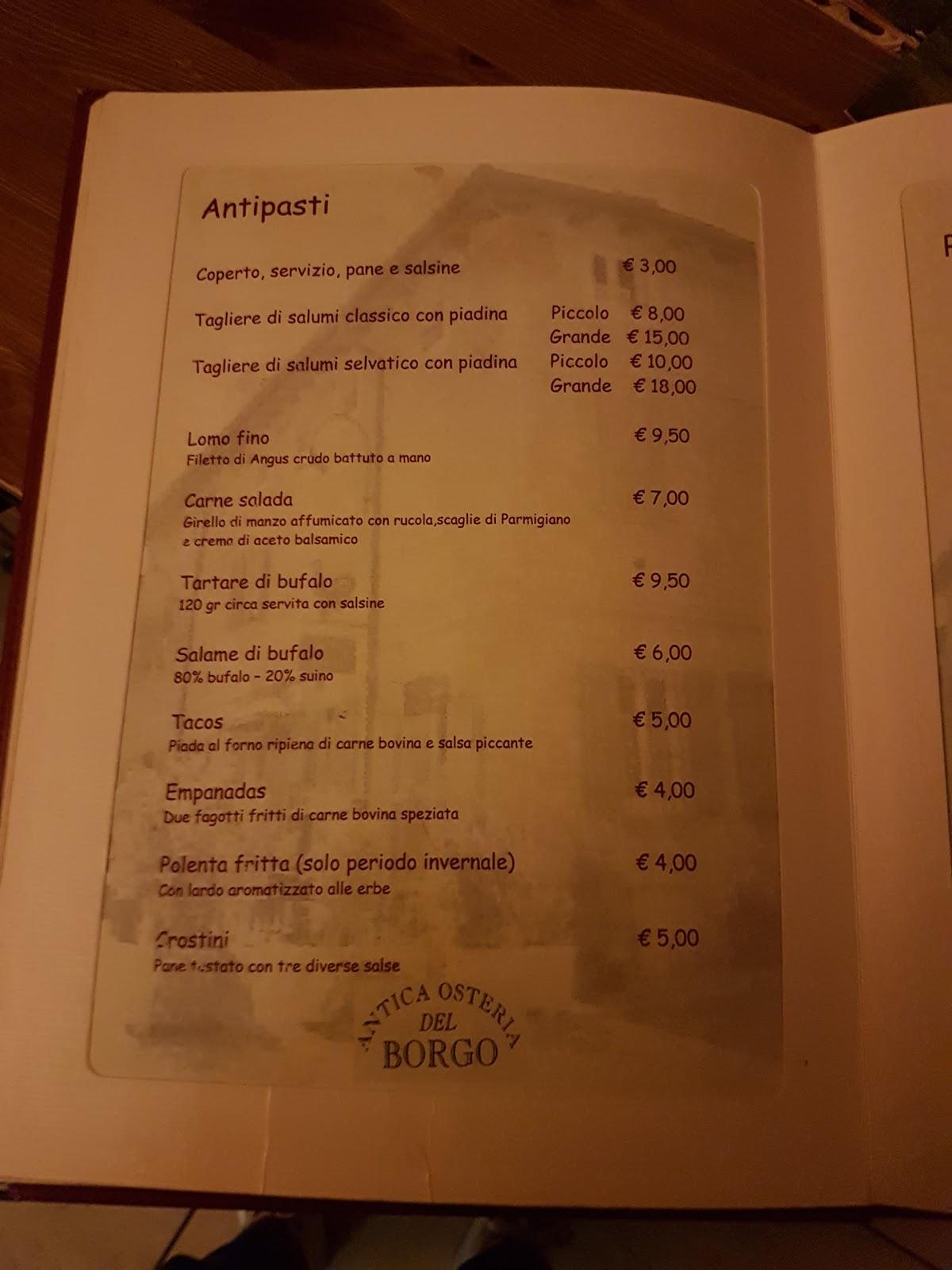 Menu Da Antica Osteria Del Borgo Srl Ristorante, Albinea