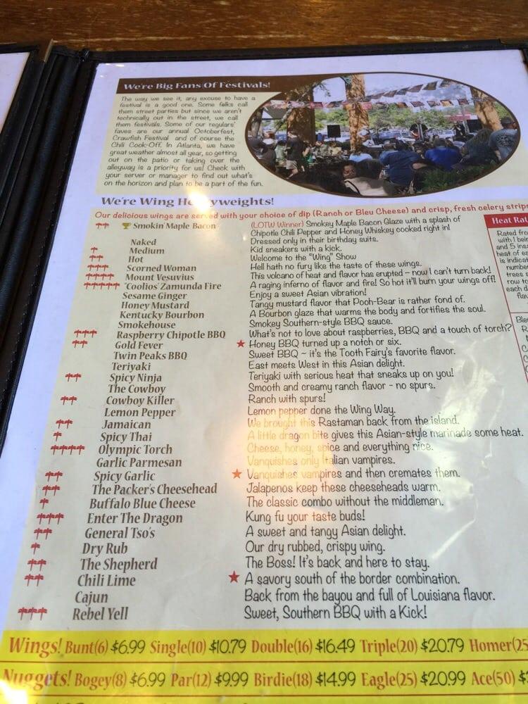 Menu at The Wing Cafe & Tap House, Marietta, Roswell Rd