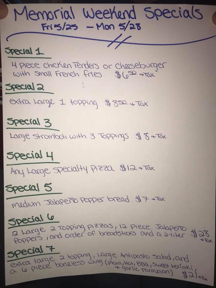 Menu at Slaterville Market pizzeria, USA