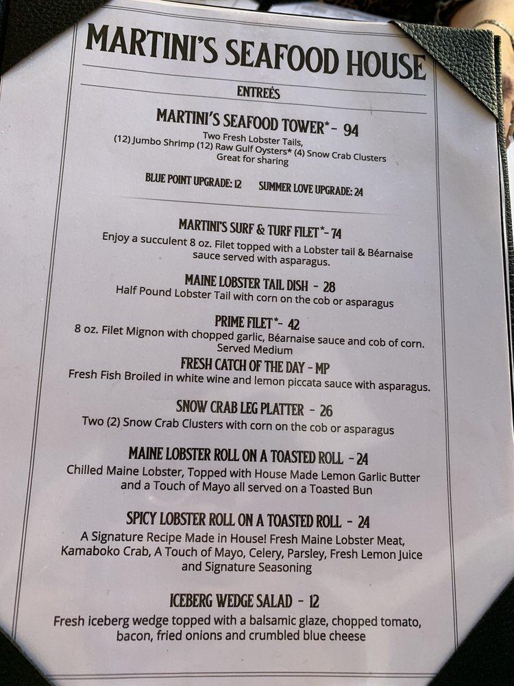 Menu at martini s seafood house pub bar fredericksburg