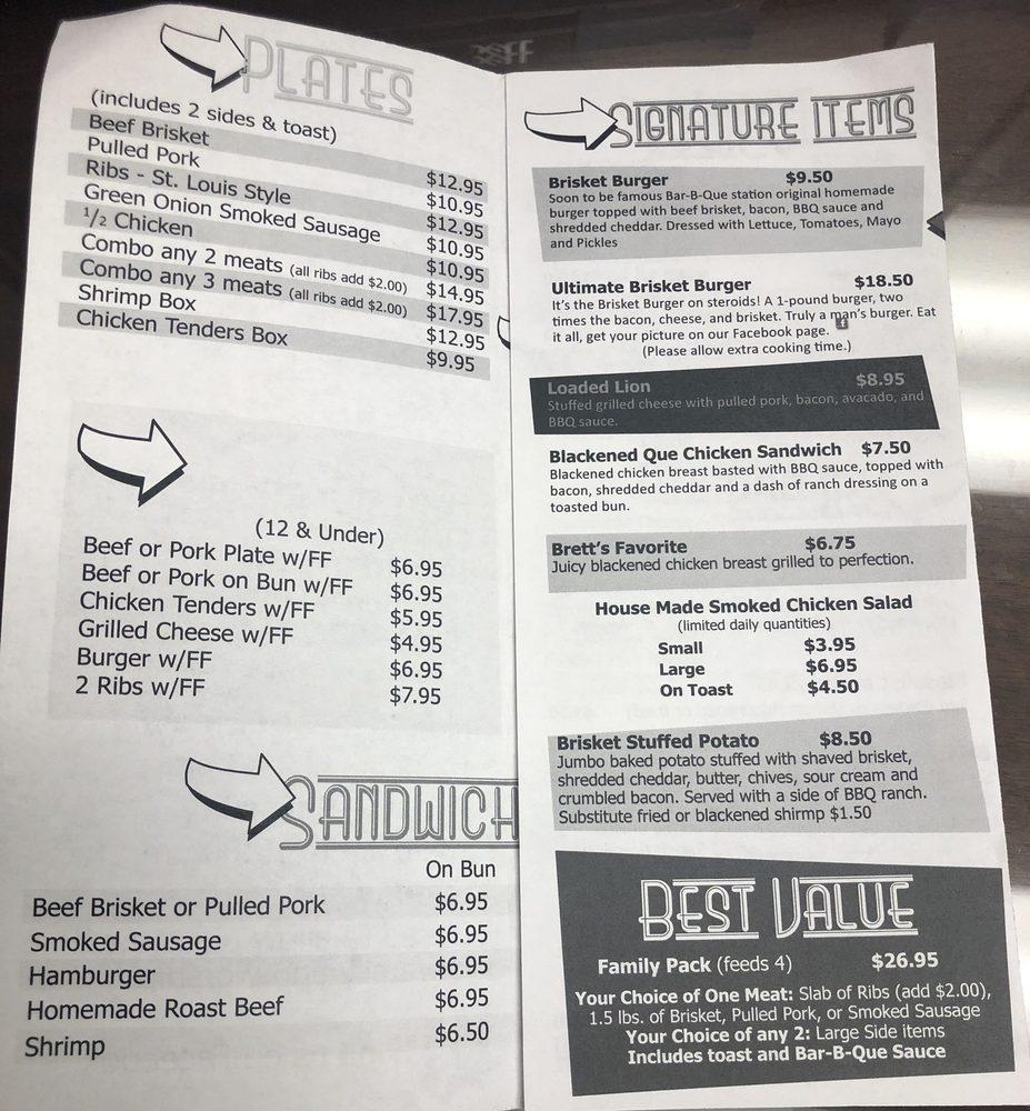 Menu at BarBQue Station 2 Hammond, Hammond