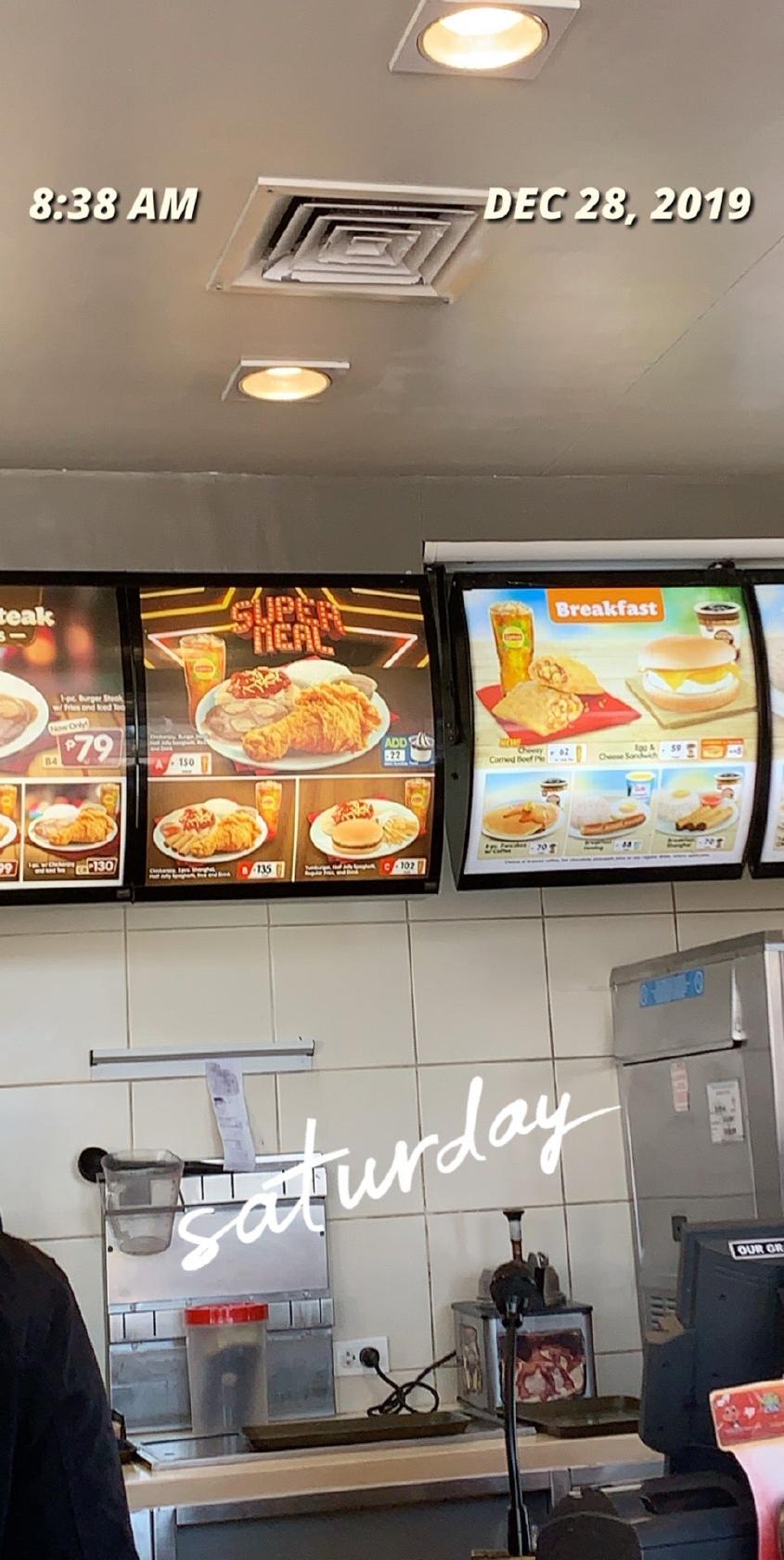 Menu at Jollibee restaurant, General Santos City, National Highway