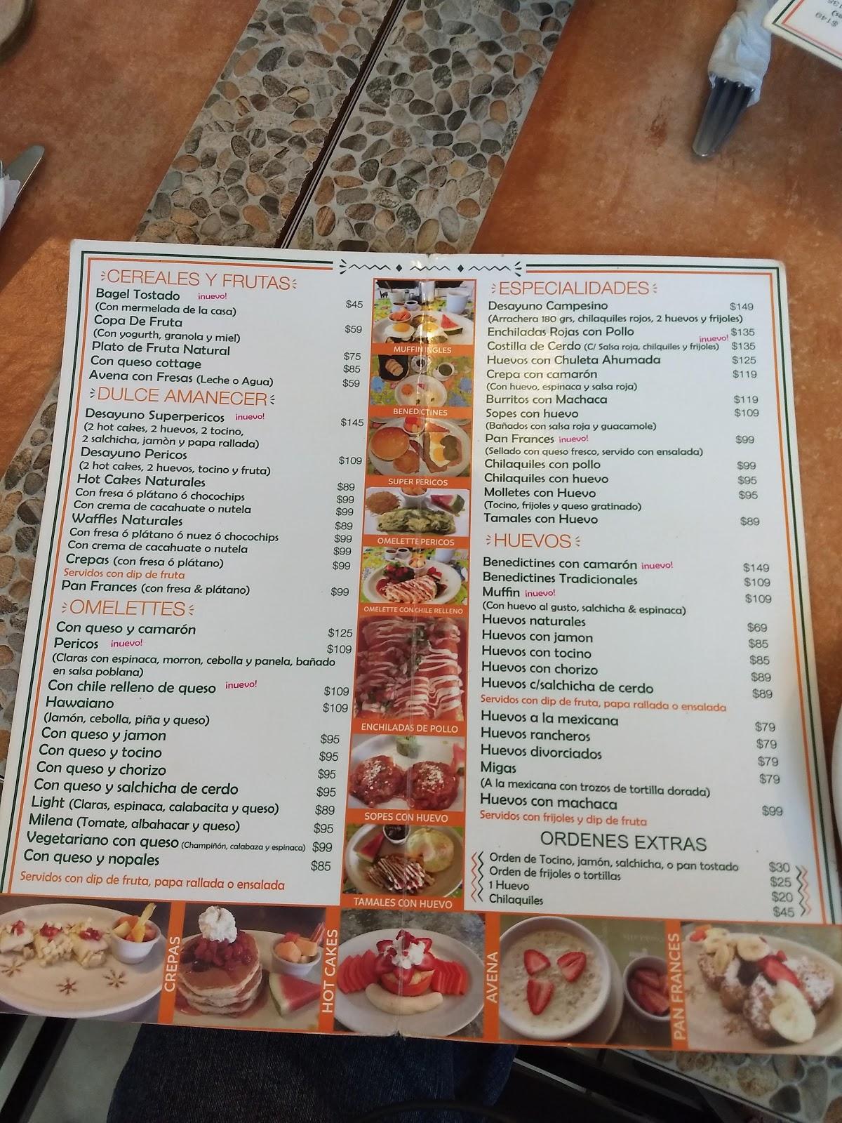 Menu at Los Pericos Restaurant Bar Cafe, Bucerías