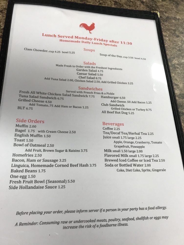 Menu at Farmer's Omelet restaurant, Plymouth