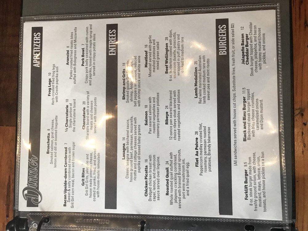 Menu at ForkLift Restaurant, Tupelo