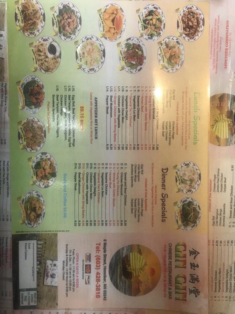 Menu at Gin Gin Restaurant, Henniker