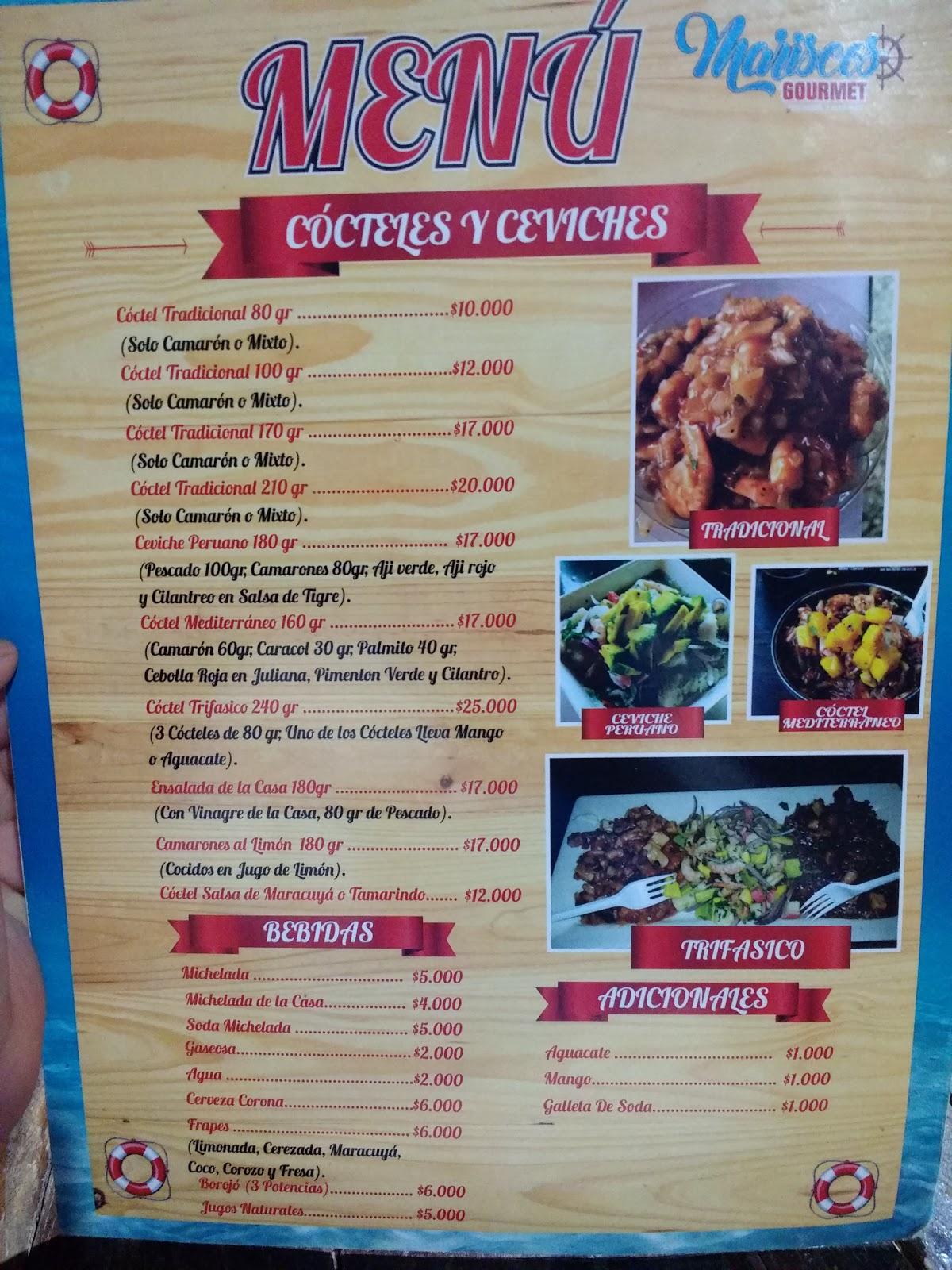 Menu at Mariscos Gourmet restaurant, Valledupar, Cra. 15 #12-27