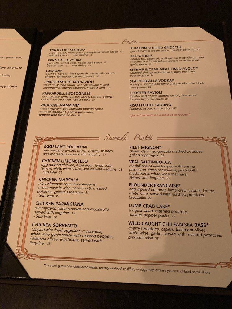 Menu at Limoncello West Chester restaurant, West Chester