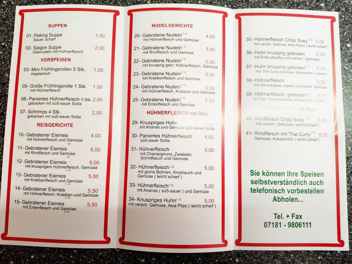 Speisekarte Von Asia Imbiss Pub Bar Schorndorf