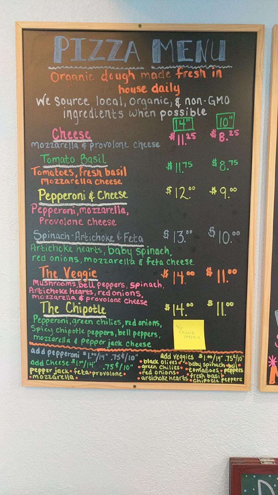 Menu at Crestone Creamery pizzeria, Crestone, 150 W Silver Ave